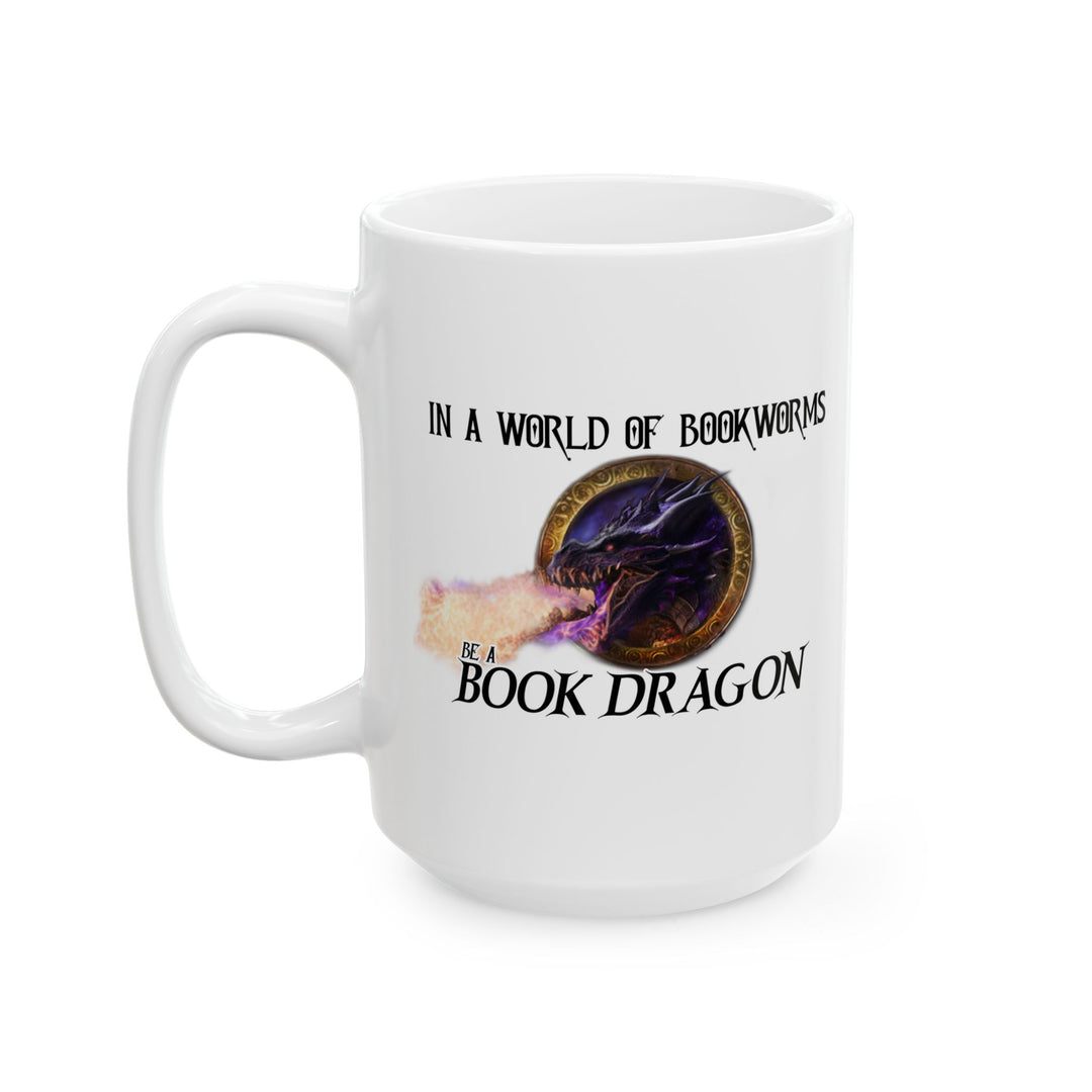 "Book Dragon" Ceramic Mug, (15oz)