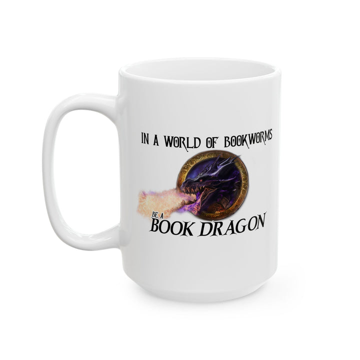 "Book Dragon" Ceramic Mug, (15oz)